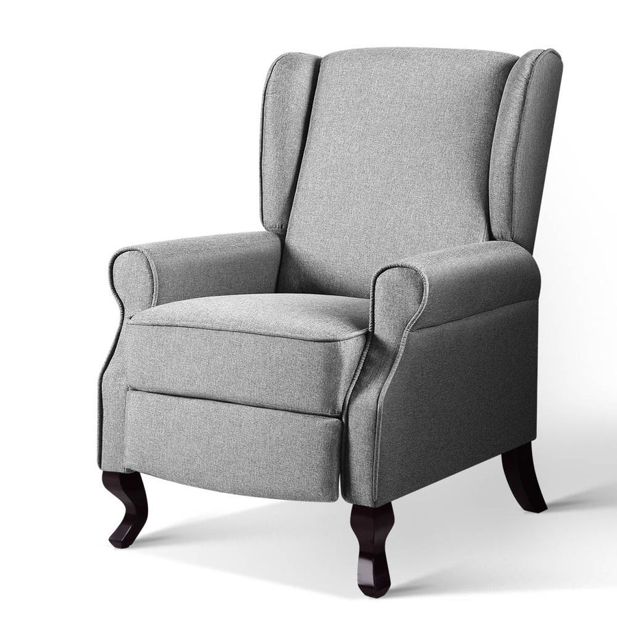 Reclining Sofa Armchair Faux Linen Fabric - Grey Homecoze
