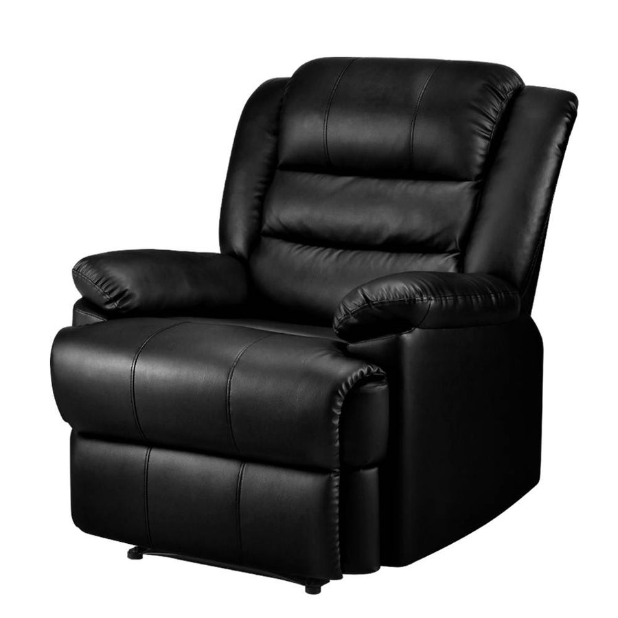 Recliner Sofa Chair with Mechanical Recline PU Leather - Black Homecoze