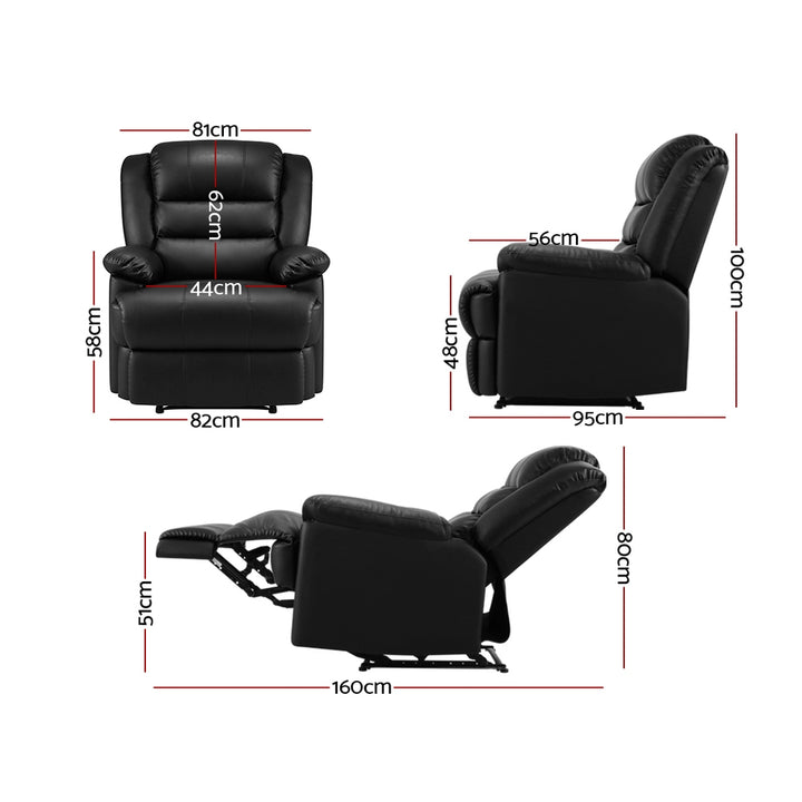 Recliner Sofa Chair with Mechanical Recline PU Leather - Black Homecoze