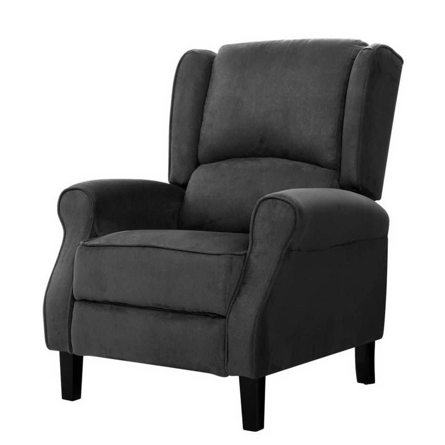 Reclining Sofa Armchair Soft Suede Fabric - Charcoal Homecoze