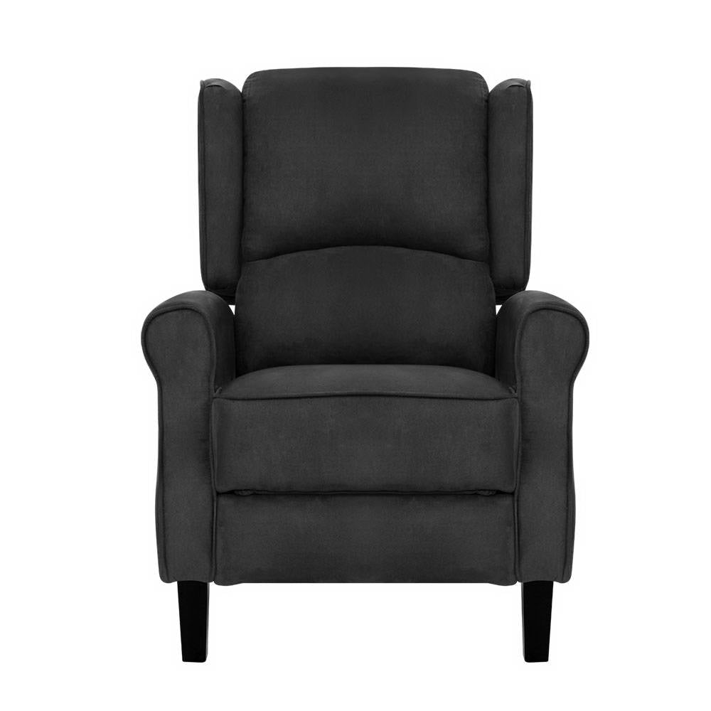 Reclining Sofa Armchair Soft Suede Fabric - Charcoal Homecoze