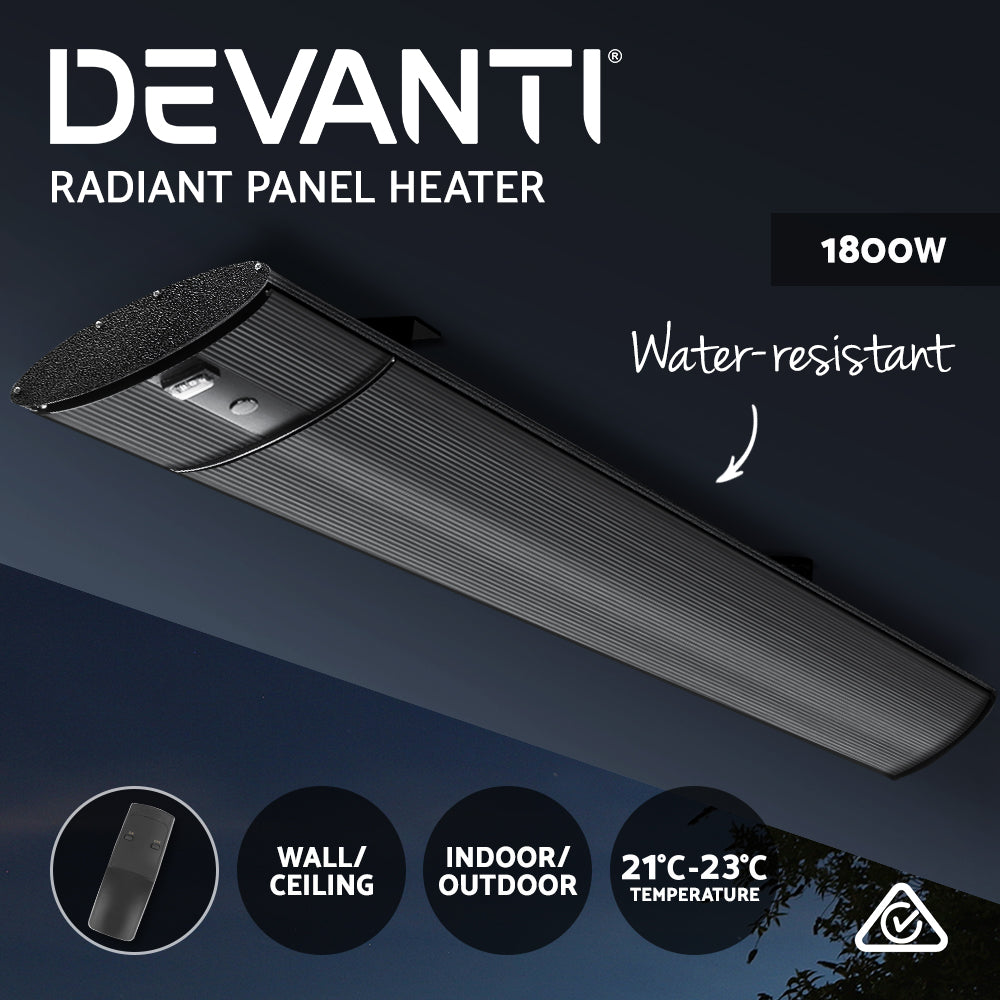 Electric Radiant Panel Heater Bar for Indoors & Outdoors Use - 1800W (10A Plug) Homecoze