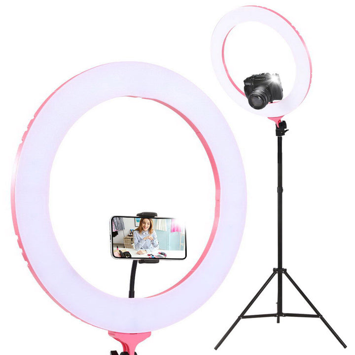 Ring Light 19" LED 5800LM Dimmable Diva With Stand Make Up Studio Video Pink Homecoze