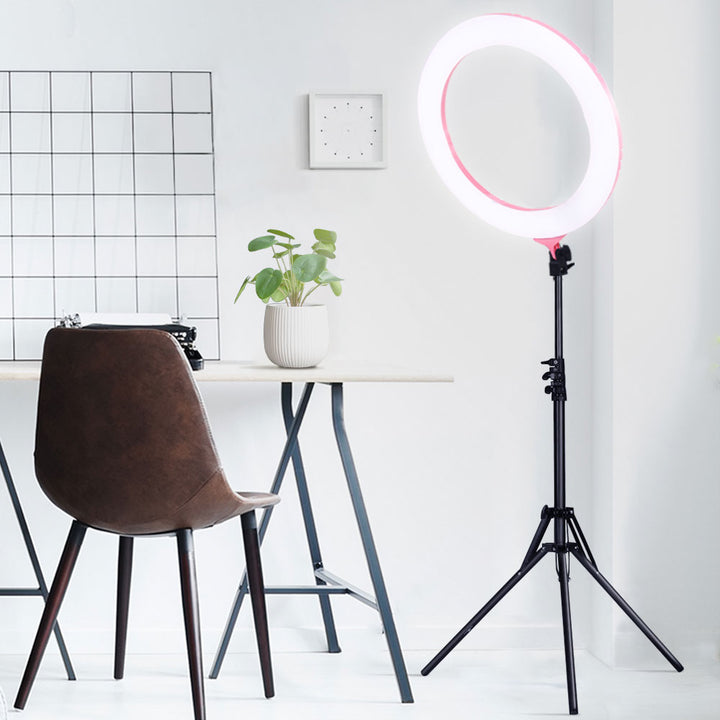 Ring Light 19" LED 5800LM Dimmable Diva With Stand Make Up Studio Video Pink Homecoze