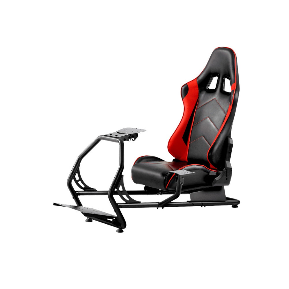 Racing Simulator Gaming Cockpit for Steering Wheel with Adjustable PVC Seat Homecoze