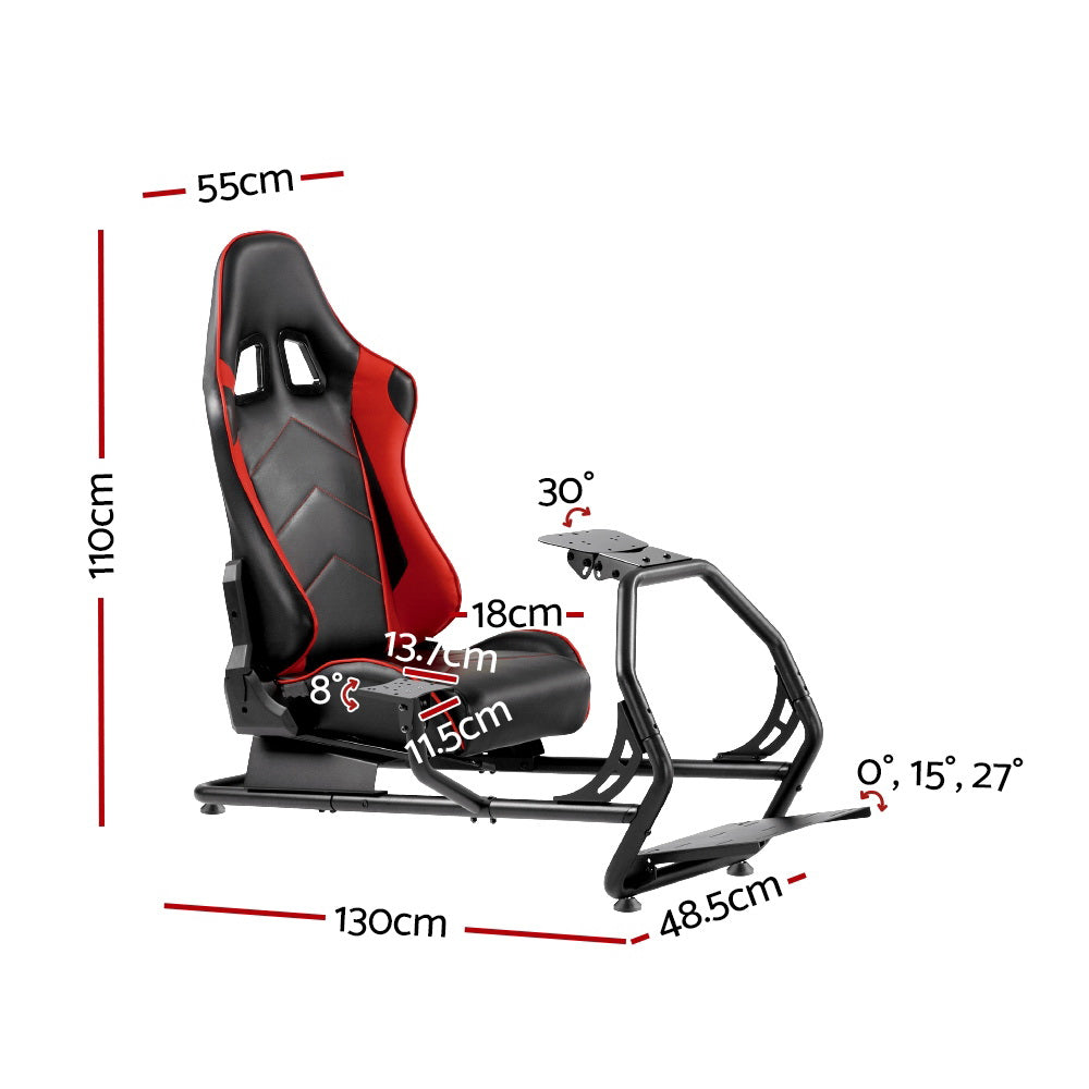 Racing Simulator Gaming Cockpit for Steering Wheel with Adjustable PVC Seat Homecoze