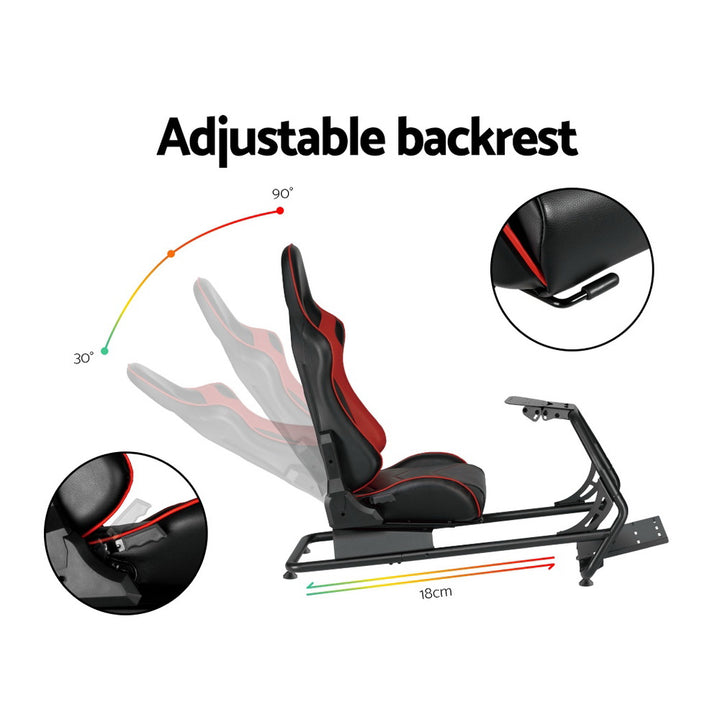 Racing Simulator Gaming Cockpit for Steering Wheel with Adjustable PVC Seat Homecoze