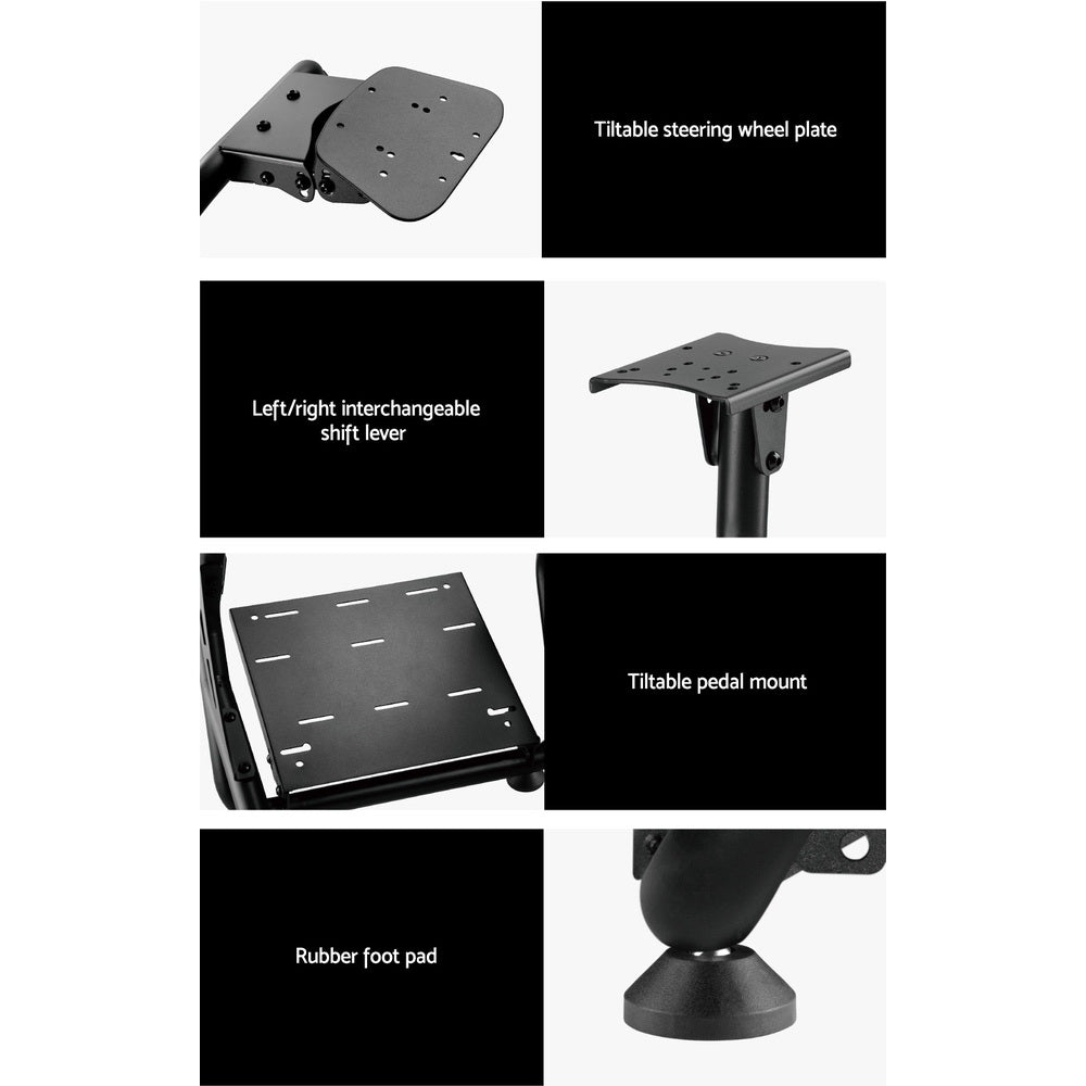 Racing Simulator Gaming Cockpit for Steering Wheel with Adjustable PVC Seat Homecoze