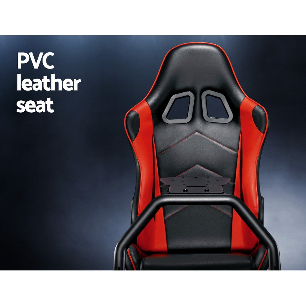 Racing Simulator Gaming Cockpit for Steering Wheel with Adjustable PVC Seat Homecoze