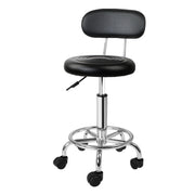 Round Salon Stool with Backrest PU Leather Swivel Hydraulic Lift Chair - Black Homecoze