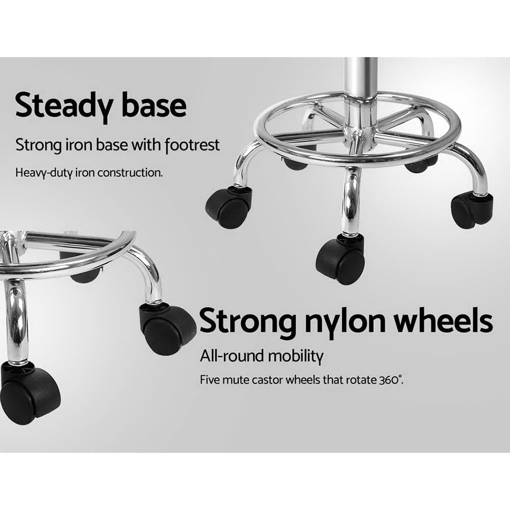 Round Salon Stool with Backrest PU Leather Swivel Hydraulic Lift Chair - White Homecoze