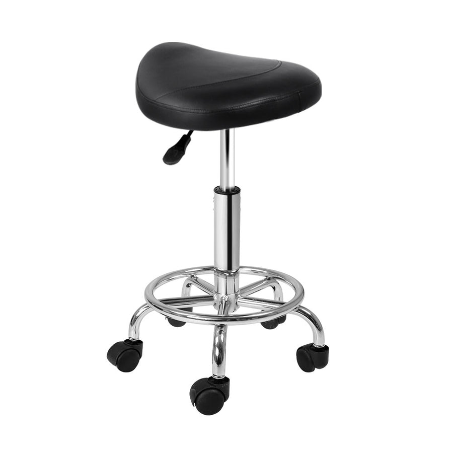 Saddle Seat Salon Stool PU Leather Swivel Hydraulic Lift Chair - Black Homecoze