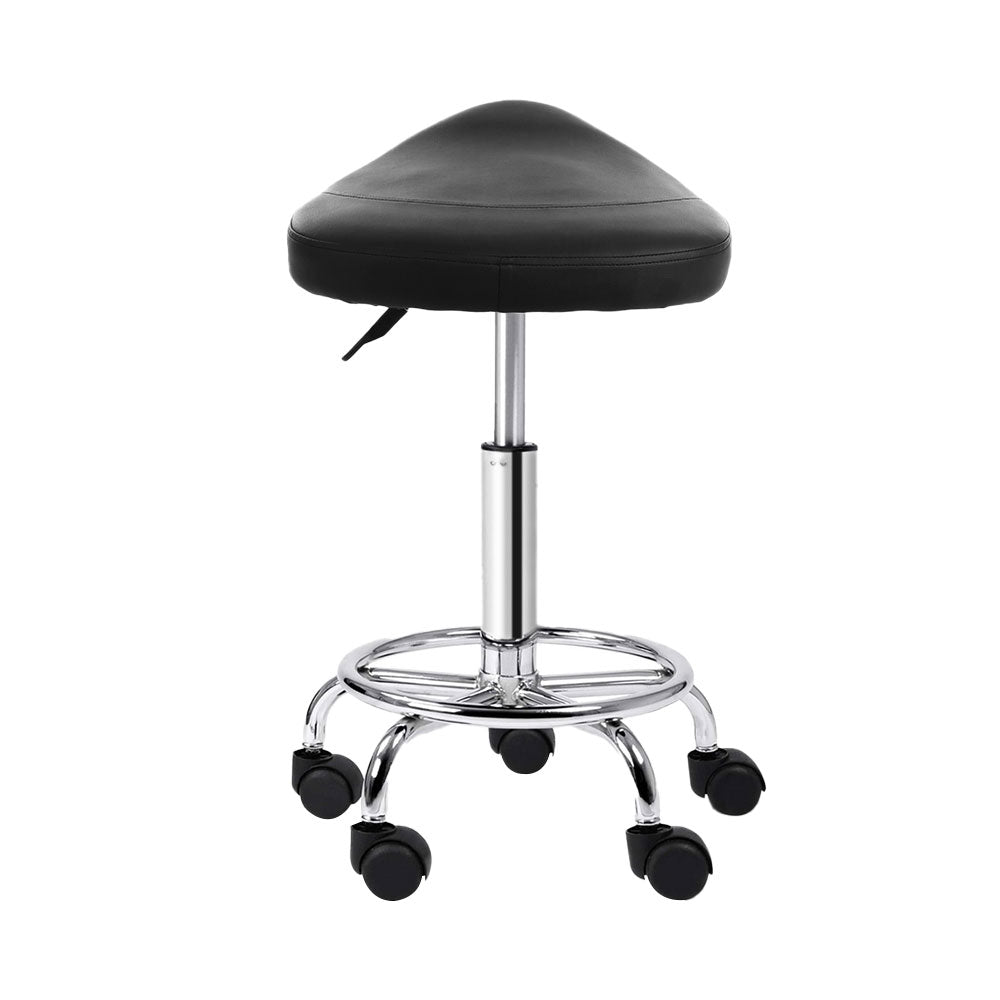 Saddle Seat Salon Stool PU Leather Swivel Hydraulic Lift Chair - Black Homecoze