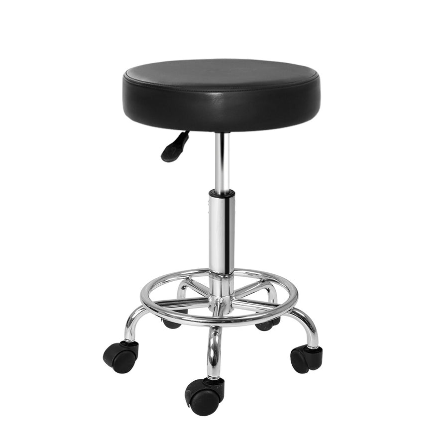 Round Salon Stool PU Leather Swivel Hydraulic Lift Chair - Black Homecoze
