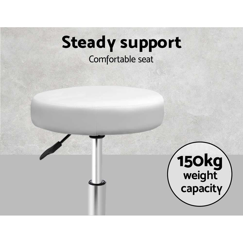 Round Salon Stool PU Leather Swivel Hydraulic Lift Chair - White Homecoze