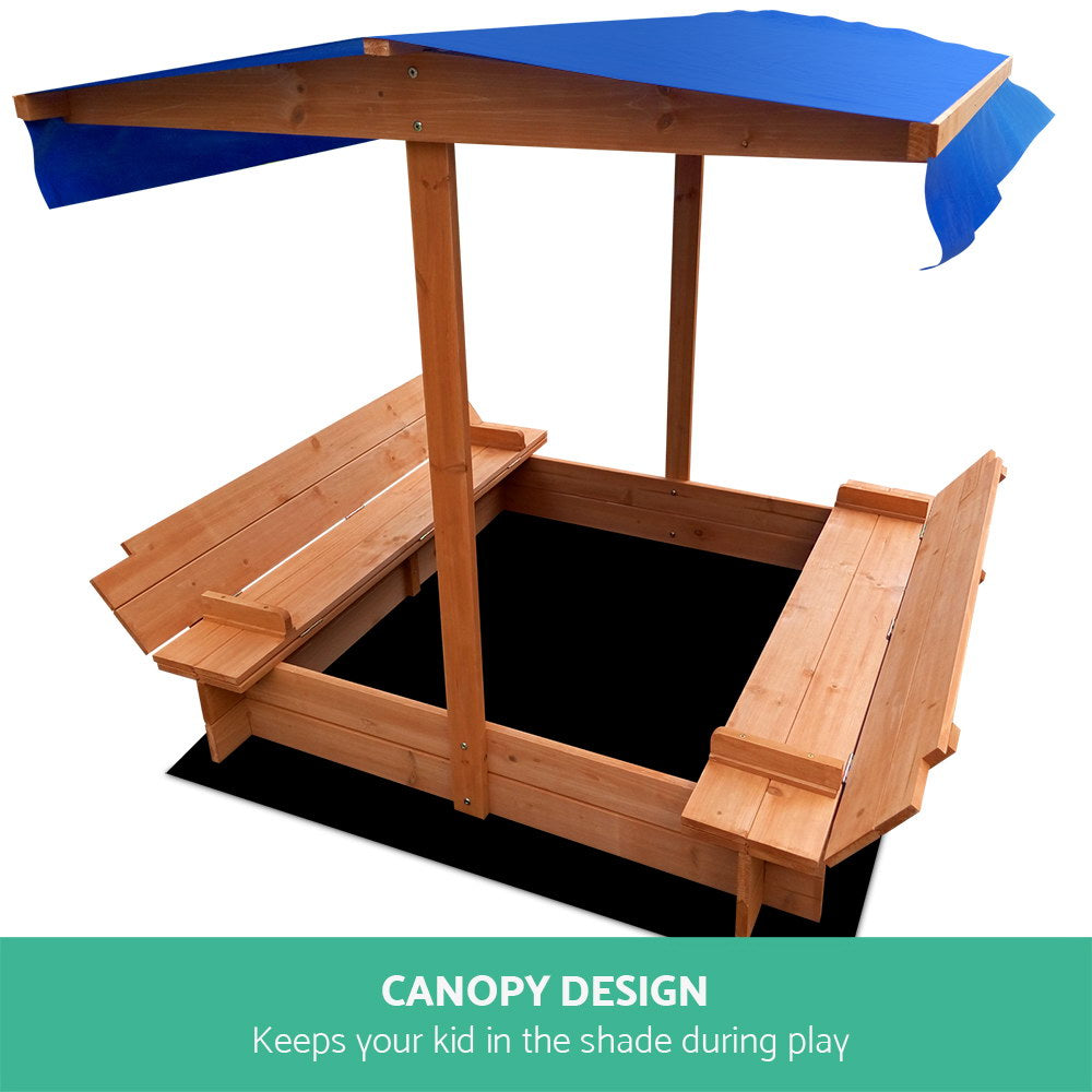Kids Sandpit with Canopy & Foldable Cover 120cm - Homecoze