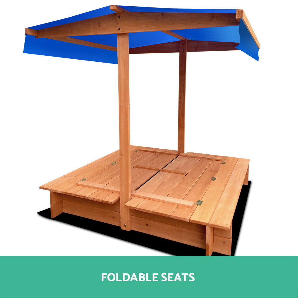 Kids Sandpit with Canopy & Foldable Cover 120cm - Homecoze