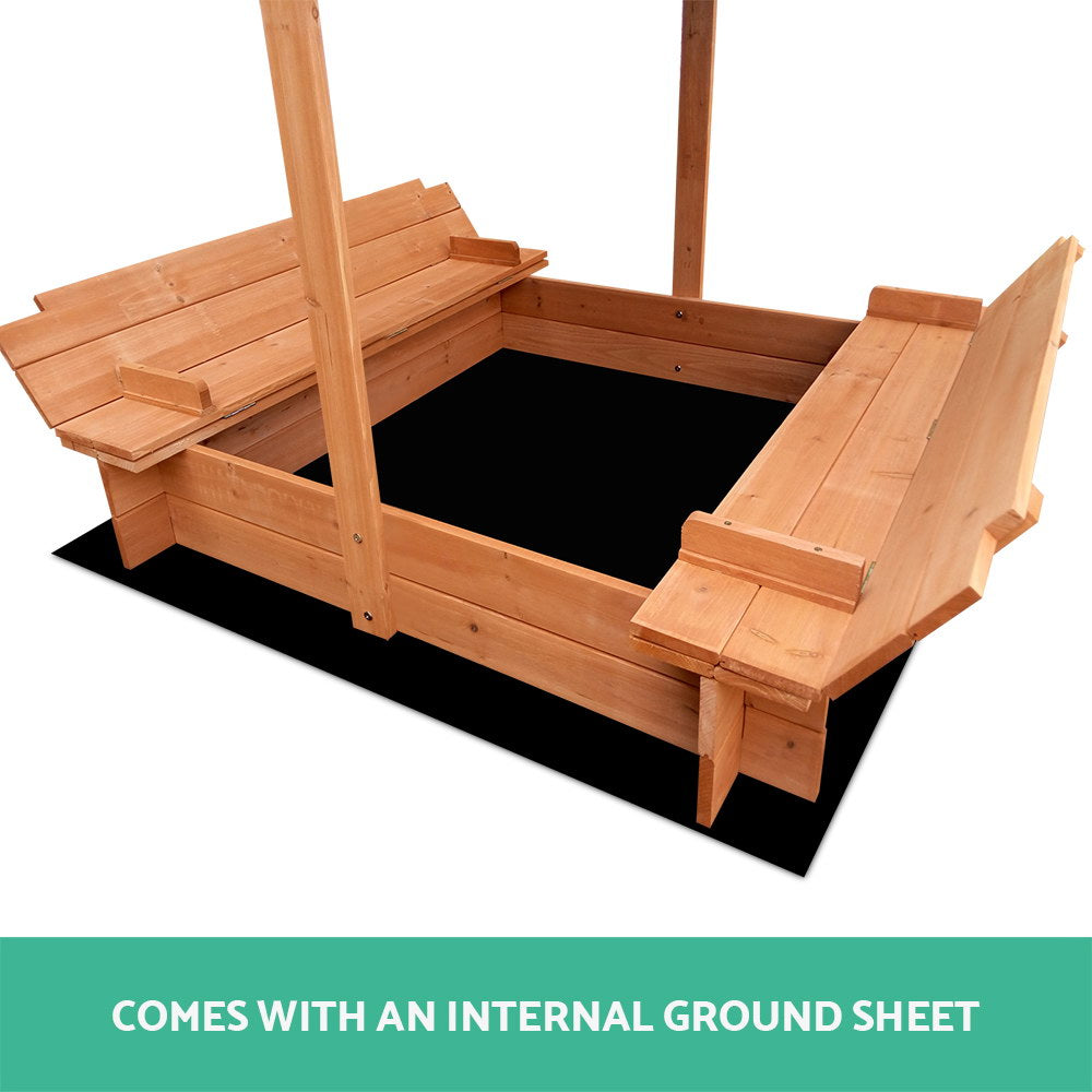 Kids Sandpit with Canopy & Foldable Cover 120cm - Homecoze