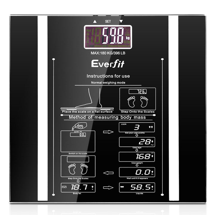 Bathroom Scales Digital Body Fat Scale 180KG Electronic Monitor Tracker Homecoze