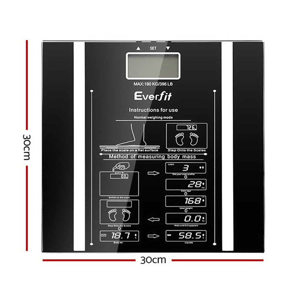 Bathroom Scales Digital Body Fat Scale 180KG Electronic Monitor Tracker Homecoze