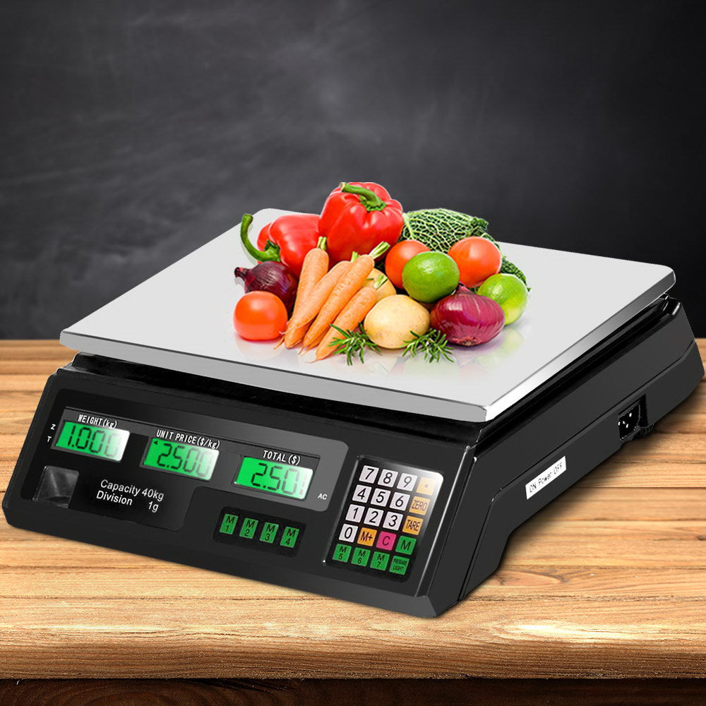 Digital Scales 40KG Weighing Kitchen Platform Scales LCD Black Homecoze