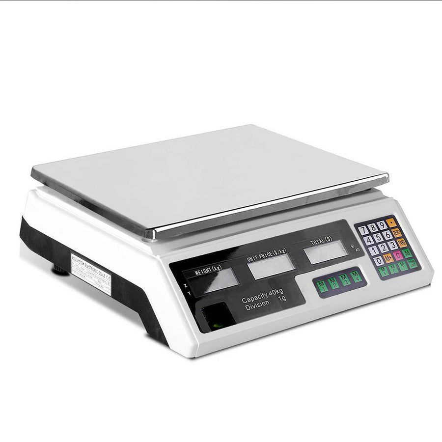 Digital Scales 40KG Weighing Kitchen Platform Scales LCD White Homecoze