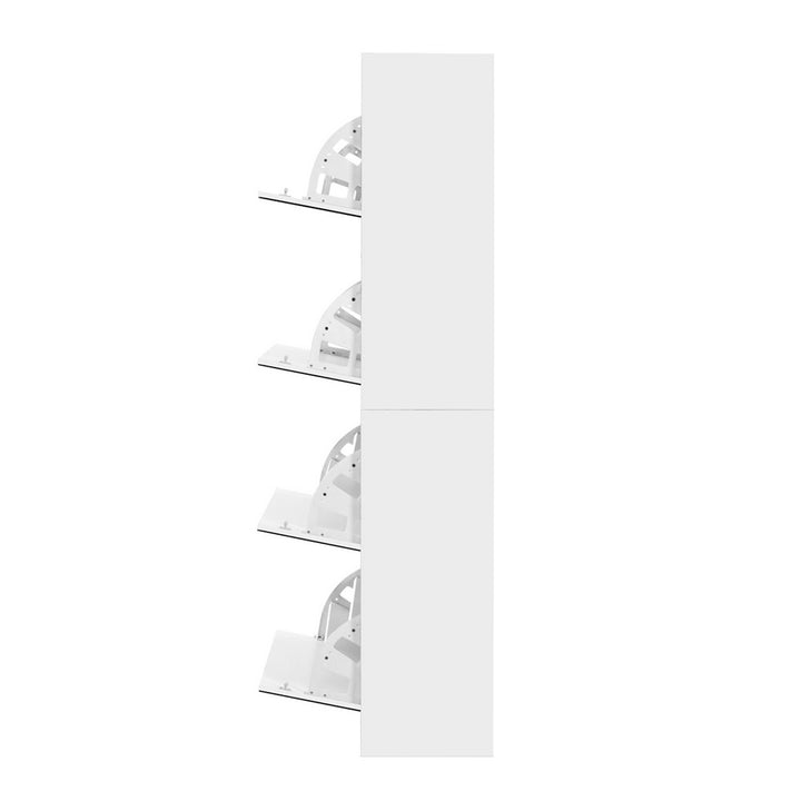 5 Drawer Mirrored Wooden Shoe Cabinet - White Homecoze