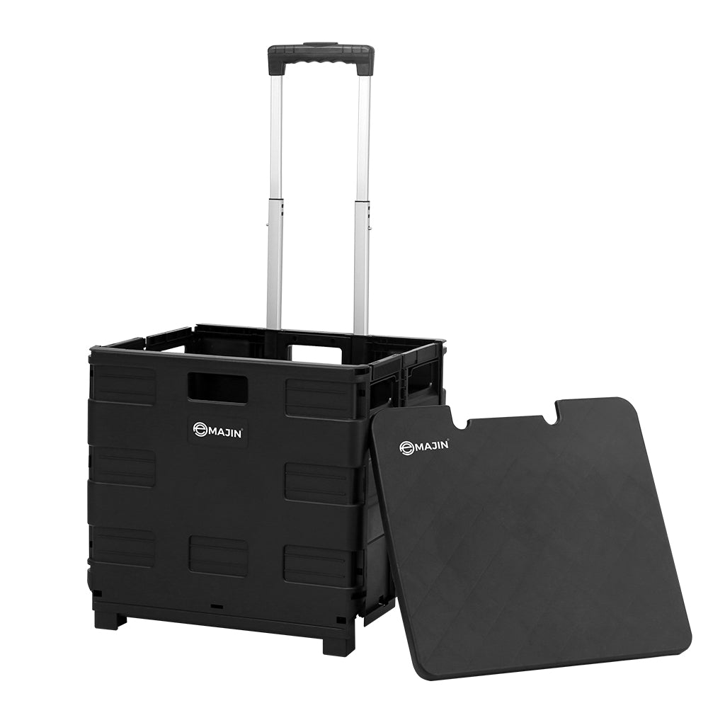 Foldable Shopping Cart Crate Trolley 43L Portable Bag with Roller Wheels Homecoze