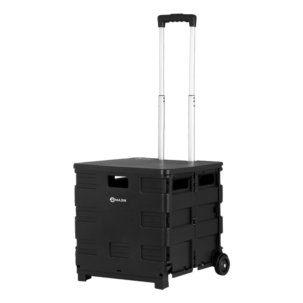 Foldable Shopping Cart Crate Trolley 43L Portable Bag with Roller Wheels Homecoze
