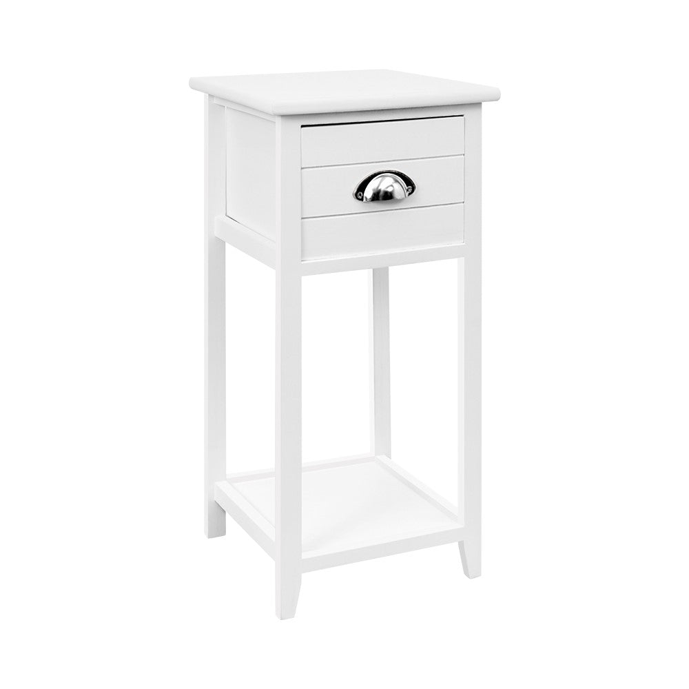 Small Vintage Chic Side Table with Drawer - White Homecoze