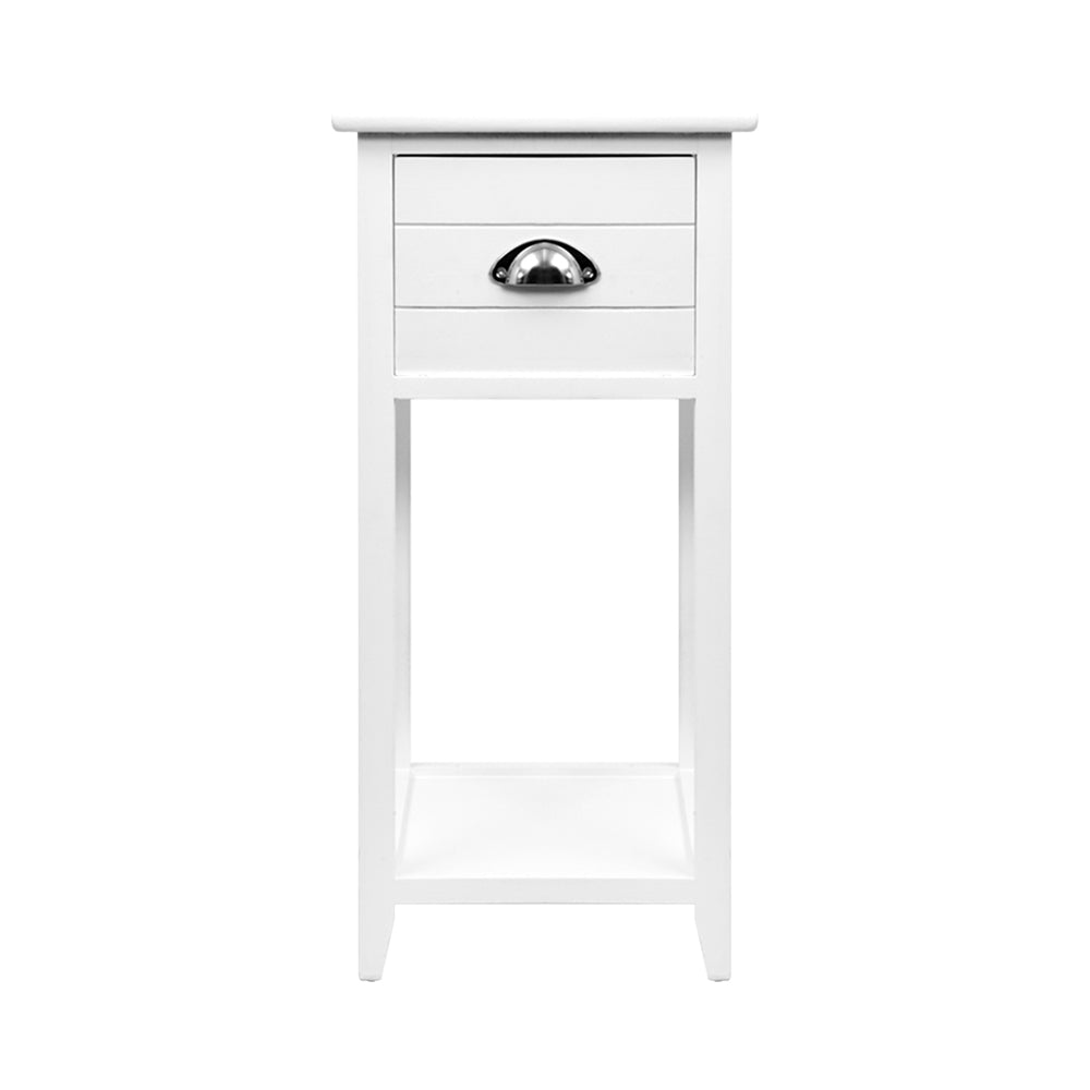 Small Vintage Chic Side Table with Drawer - White Homecoze