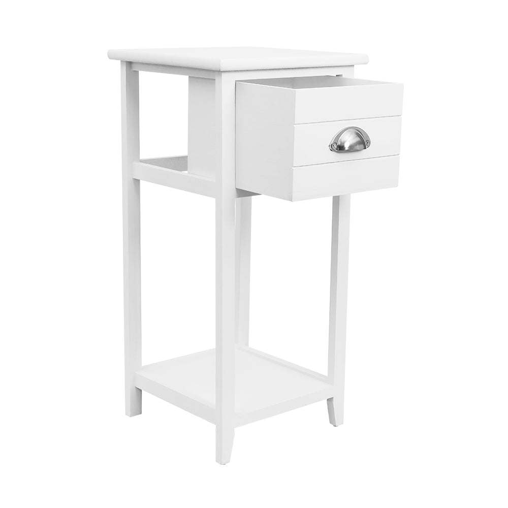 Small Vintage Chic Side Table with Drawer - White Homecoze