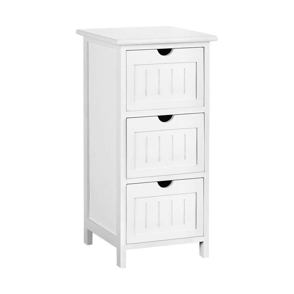 3 Drawer Classic Bedside Table - White - Homecoze