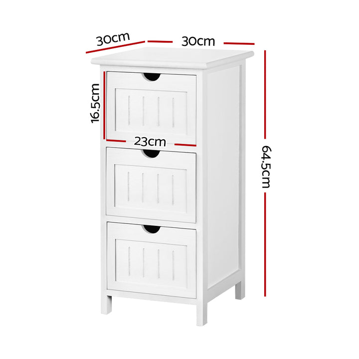 3 Drawer Classic Bedside Table - White Homecoze