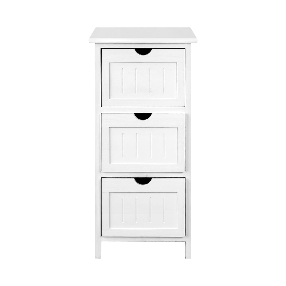 3 Drawer Classic Bedside Table - White - Homecoze