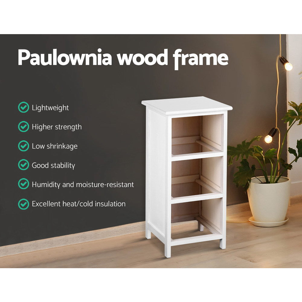 3 Drawer Classic Bedside Table - White - Homecoze