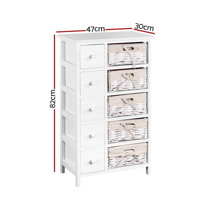 5 Basket Storage Drawers - White Homecoze