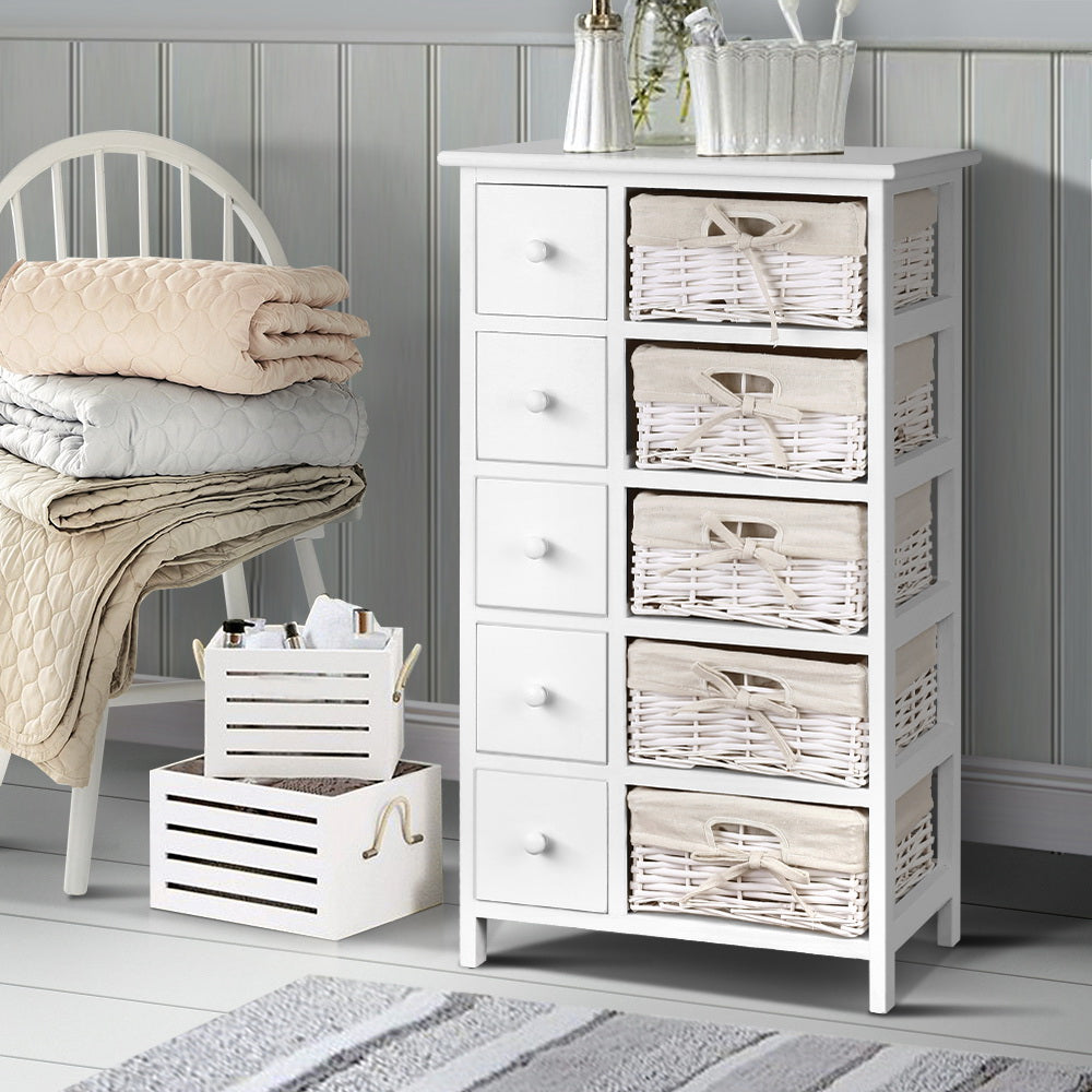 5 Basket Storage Drawers - White Homecoze