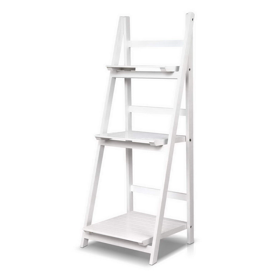 3 Tier 110cm Mini Wooden Ladder Storage Rack - White Homecoze