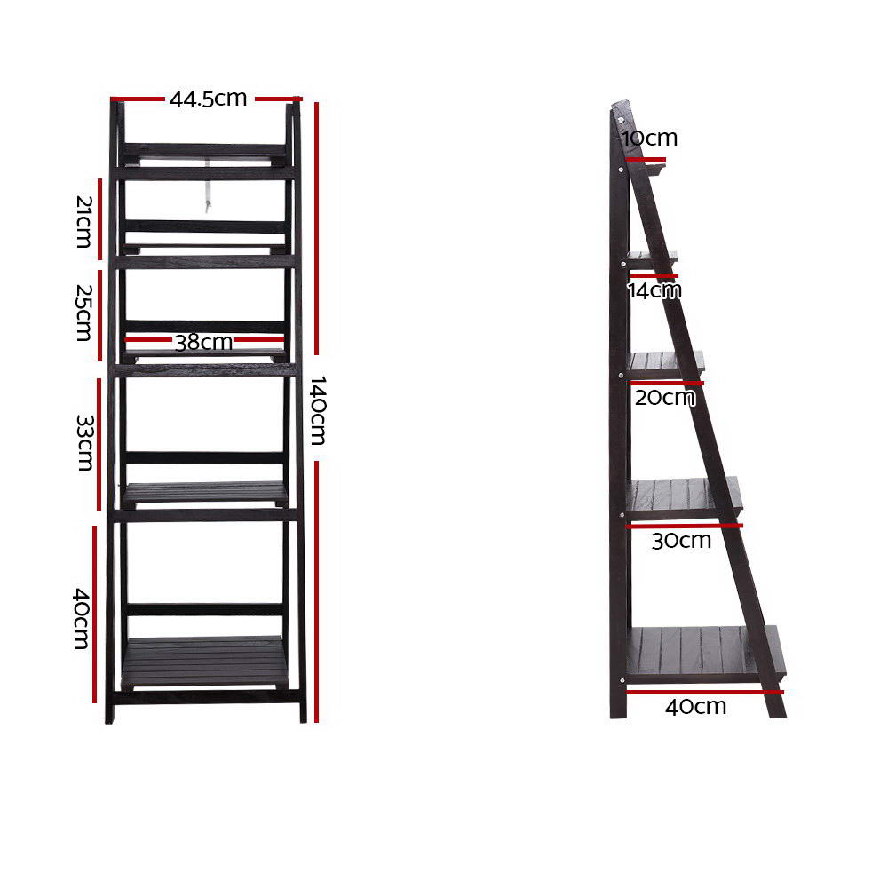 5 Tier Wooden Ladder Display Book Shelves - 140cm Homecoze