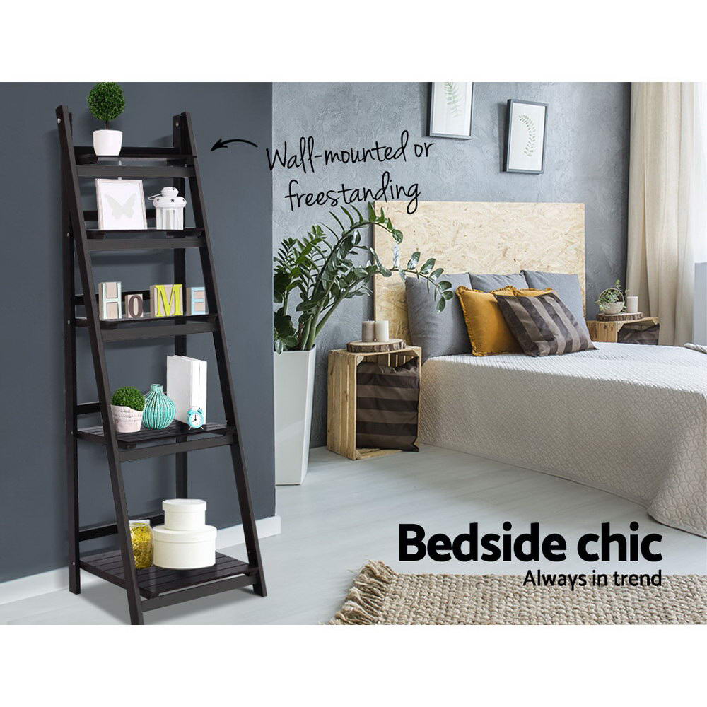 5 Tier Wooden Ladder Display Book Shelves - 140cm Homecoze