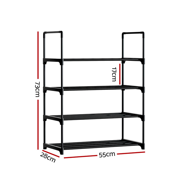 Shoe Rack 4-Tier 55cm Shoes Organizer Storage Shelf - Black Homecoze