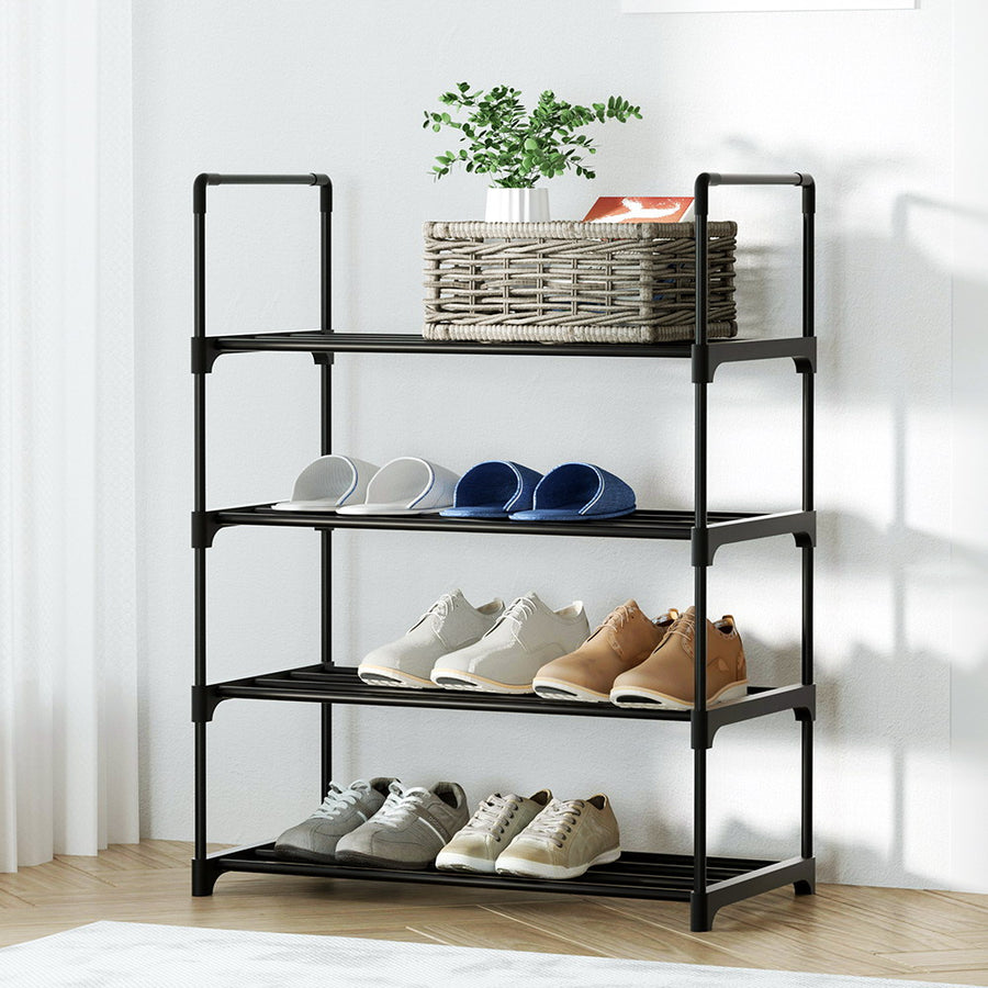 Shoe Rack 4-Tier 55cm Shoes Organizer Storage Shelf - Black Homecoze