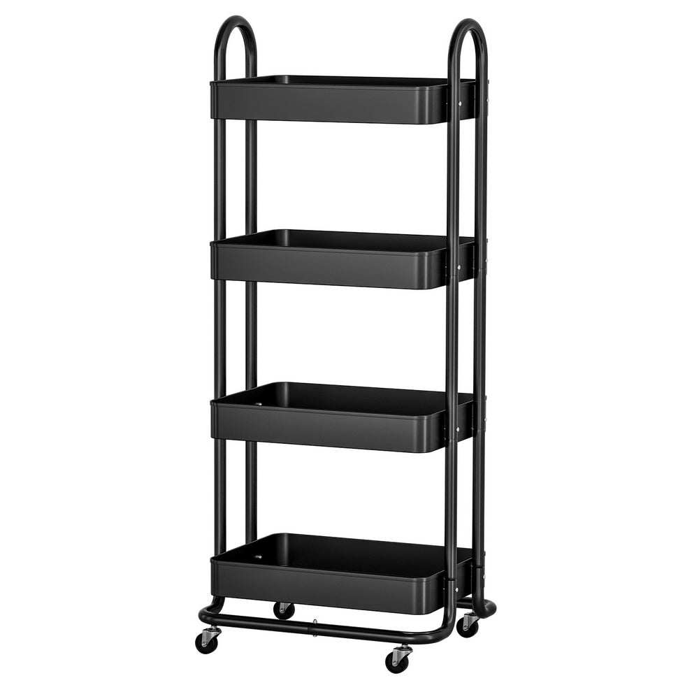 4-Tier Storage Trolley Kitchen Cart - Black - Homecoze