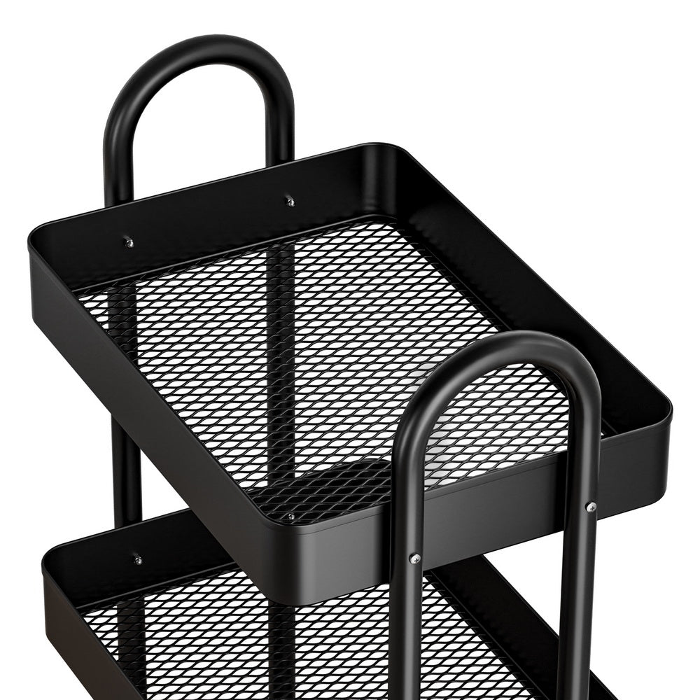 4-Tier Storage Trolley Kitchen Cart - Black - Homecoze