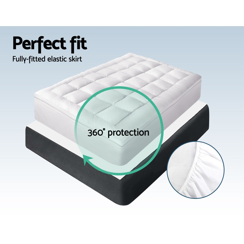 King Single Mattress Topper 1000GSM Bamboo Fibre Pillowtop Protector Homecoze