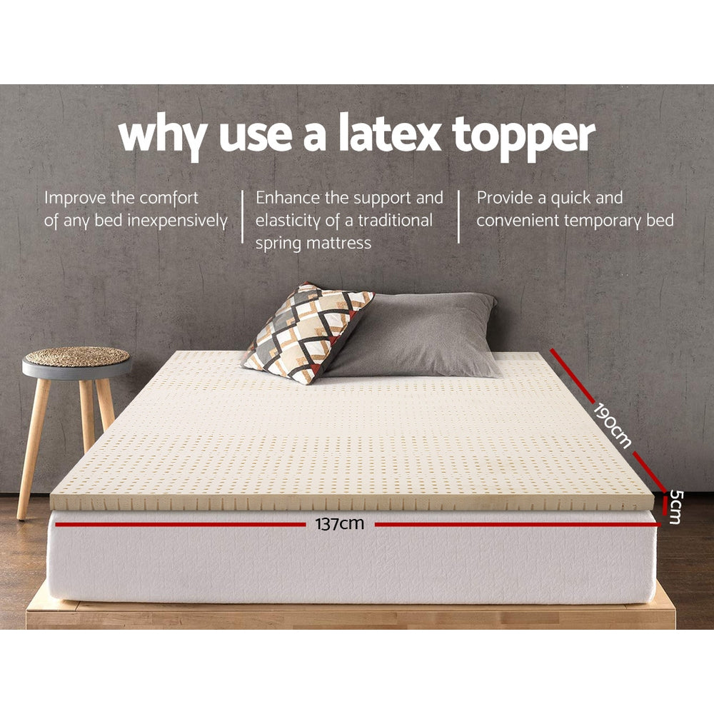 7 Zone Pure Natural Latex Mattress Topper 5cm - Double Homecoze