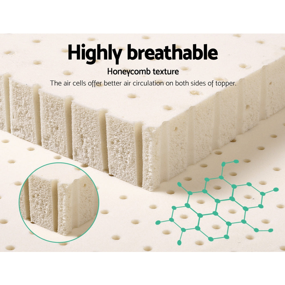 7 Zone Pure Natural Latex Mattress Topper 5cm - Double Homecoze