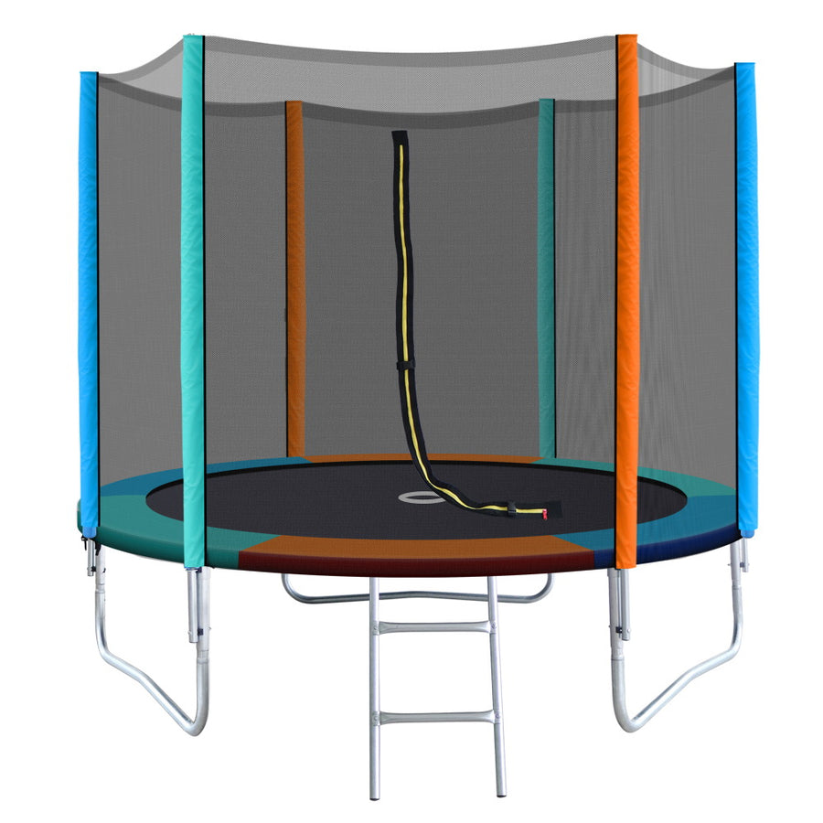 8FT Round Trampoline with Safety Enclosure Net - Muilticoloured Homecoze