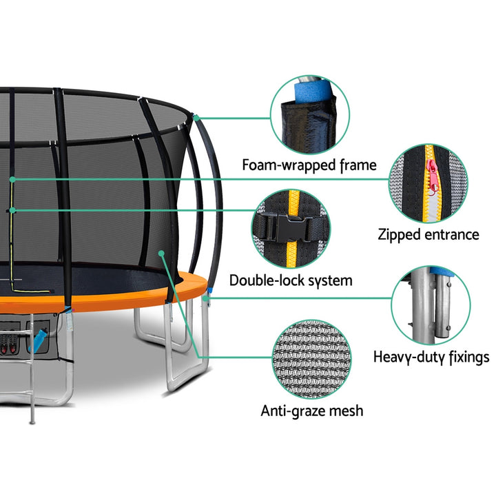 16FT Round Trampoline with Basketball Hoop and Safety Enclosure Net - Orange Homecoze